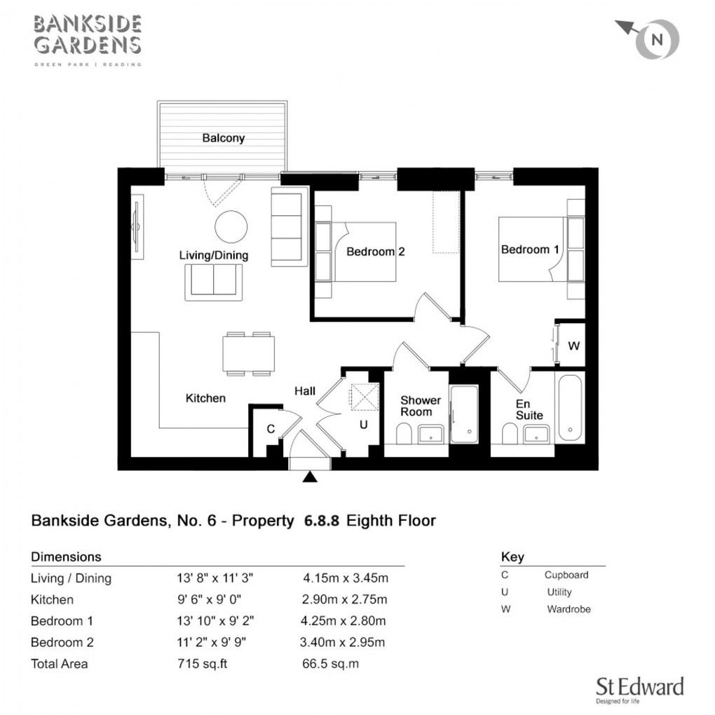 Floorplan for No.6 Bankside Gardens, Reading, RG2