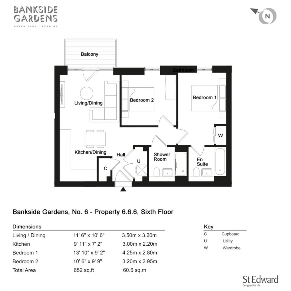 Floorplan for Bankside Gardens, Reading, RG2