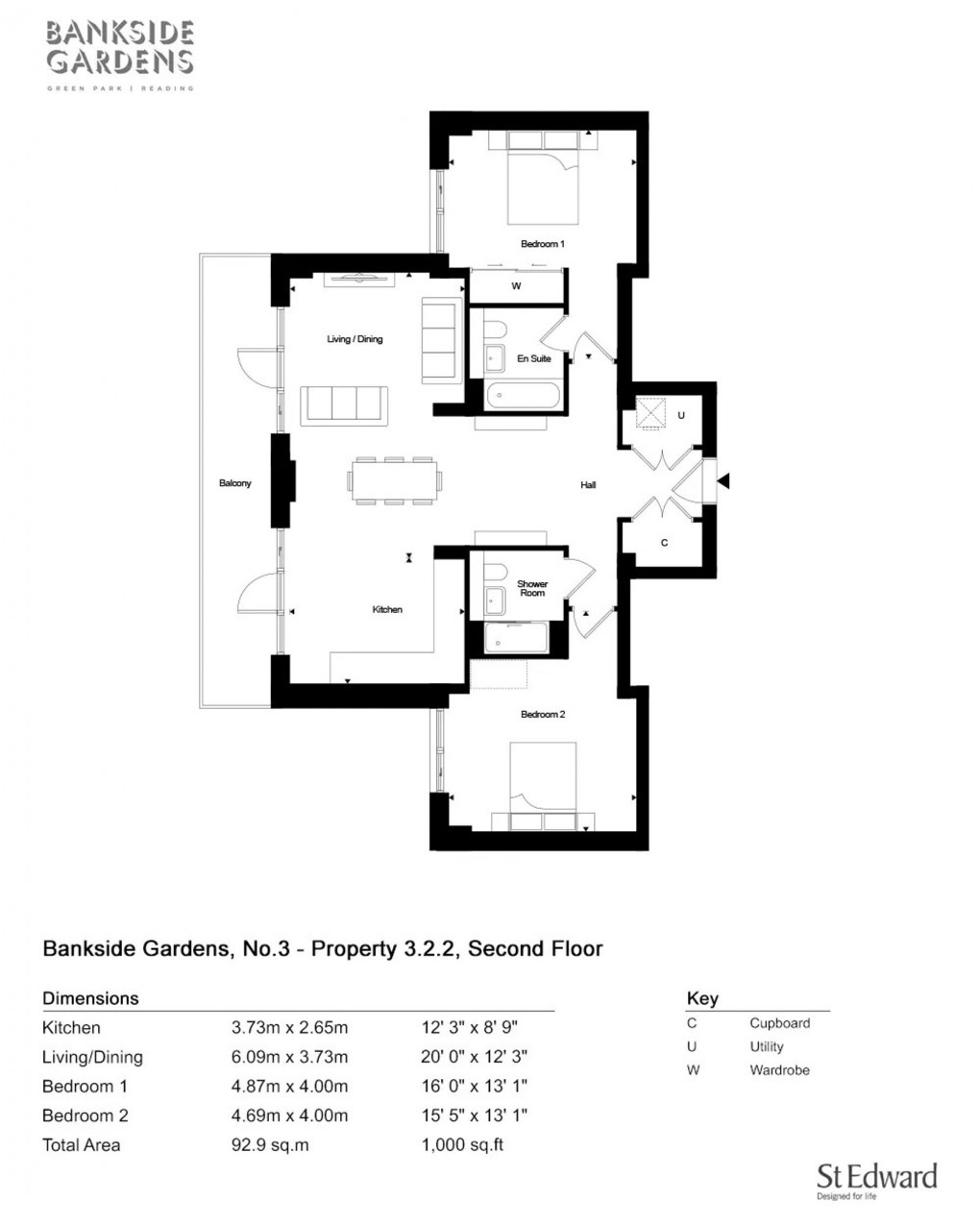 Floorplan for No.3 Bankside Gardens, Reading, RG2